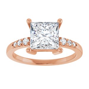 18K Rose Gold 7x7 mm Square Ring Mounting – image 5