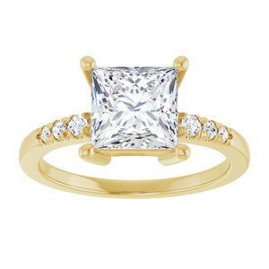 14K Yellow Gold 7x7 mm Square Ring Mounting – image 5