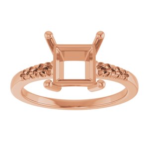 18K Rose Gold 7x7 mm Square Ring Mounting – image 6