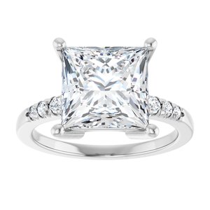 14K White Gold 9x9 mm Square Ring Mounting – image 5