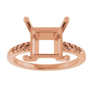 10K Rose Gold 9x9 mm Square Ring Mounting – image 6