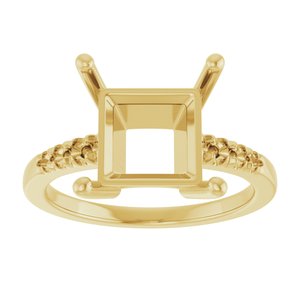 18K Yellow Gold 9x9 mm Square Ring Mounting – image 6