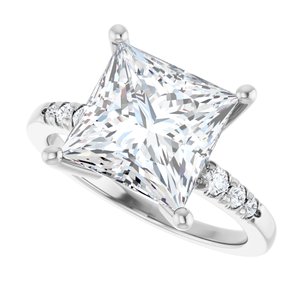 10K White Gold 9x9 mm Square Ring Mounting – image 8
