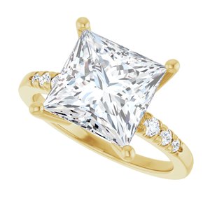 10K Yellow Gold 9x9 mm Square Ring Mounting – image 8