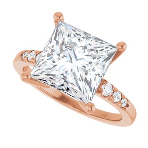 18K Rose Gold 9x9 mm Square Ring Mounting – image 8