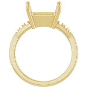 14K Yellow Gold 9x9 mm Square Ring Mounting – image 4