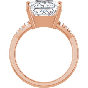 18K Rose Gold 9x9 mm Square Ring Mounting – image 3