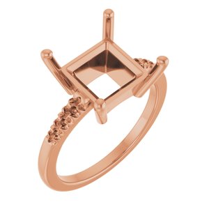 10K Rose Gold 9x9 mm Square Ring Mounting – image 2