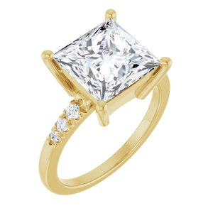 18K Yellow Gold 9x9 mm Square Ring Mounting