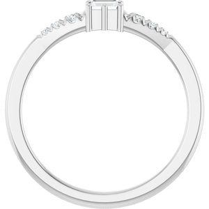 14K White Gold 3x2 mm Straight Baguette Ring Mounting – image 3