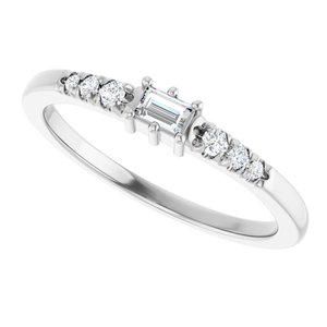 14K White Gold 3x2 mm Straight Baguette Ring Mounting – image 8