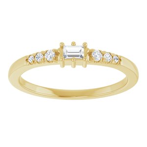 18K Yellow Gold 3x2 mm Straight Baguette Ring Mounting – image 5