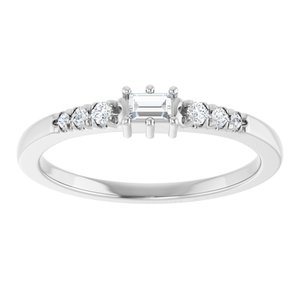 Platinum 3x2 mm Straight Baguette Ring Mounting – image 5