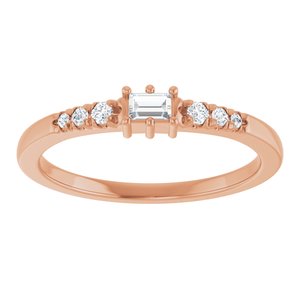 14K Rose Gold 3x2 mm Straight Baguette Ring Mounting – image 5