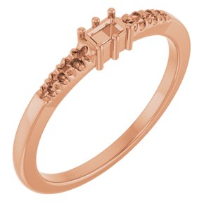 10K Rose Gold 3x2 mm Straight Baguette Ring Mounting – image 2