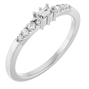10K White Gold 3x2 mm Straight Baguette Ring Mounting
