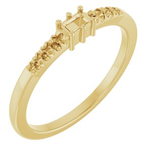 14K Yellow Gold 3x2 mm Straight Baguette Ring Mounting – image 2