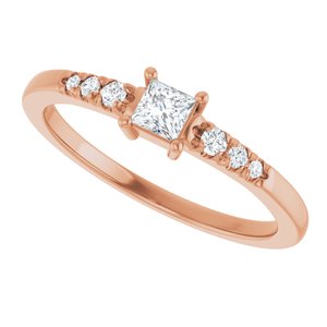 14K Rose Gold 3x3 mm Square Ring Mounting – image 8