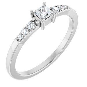14K White Gold 3x3 mm Square Ring Mounting