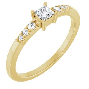 10K Yellow Gold 3x3 mm Square Ring Mounting