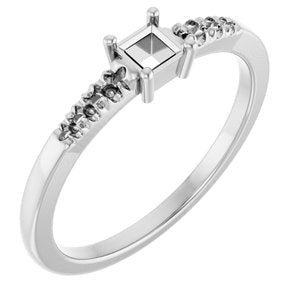 14K X1 White Gold 3x3 mm Square Ring Mounting – image 2