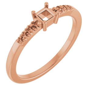 14K Rose Gold 3x3 mm Square Ring Mounting – image 2