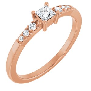 18K Rose Gold 3x3 mm Square Ring Mounting