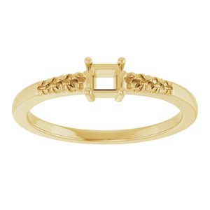 10K Yellow Gold 3x3 mm Square Ring Mounting – image 6