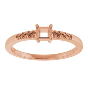 14K Rose Gold 3x3 mm Square Ring Mounting – image 6