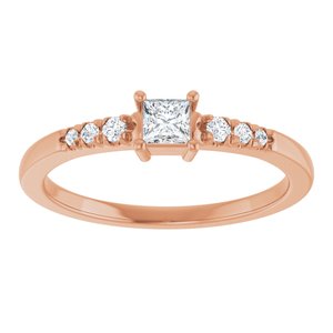 18K Rose Gold 3x3 mm Square Ring Mounting – image 5