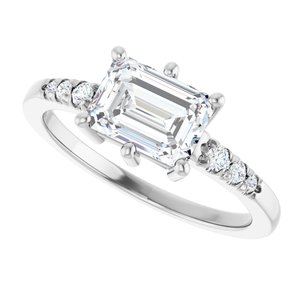 14K White Gold 7.5x5.5 mm Emerald Ring Mounting – image 8