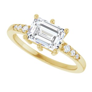 10K Yellow Gold 7.5x5.5 mm Emerald Ring Mounting – image 8