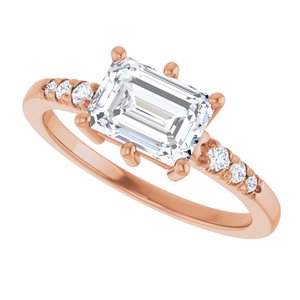 14K Rose Gold 7.5x5.5 mm Emerald Ring Mounting – image 8