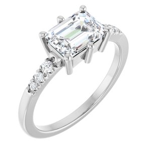 Continuum Sterling Silver 7.5x5.5 mm Emerald Ring Mounting
