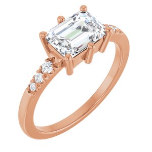 14K Rose Gold 7.5x5.5 mm Emerald Ring Mounting