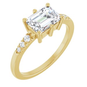 10K Yellow Gold 7.5x5.5 mm Emerald Ring Mounting
