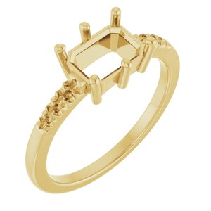 10K Yellow Gold 7.5x5.5 mm Emerald Ring Mounting – image 2