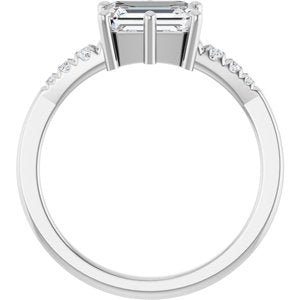 Continuum Sterling Silver 7.5x5.5 mm Emerald Ring Mounting – image 3