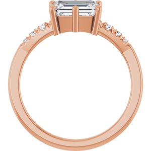14K Rose Gold 7.5x5.5 mm Emerald Ring Mounting – image 3