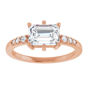 14K Rose Gold 7.5x5.5 mm Emerald Ring Mounting – image 5