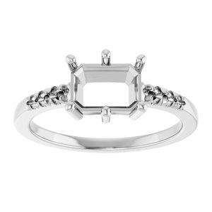 10K White Gold 7.5x5.5 mm Emerald Ring Mounting – image 6