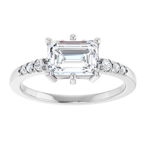 14K White Gold 7.5x5.5 mm Emerald Ring Mounting – image 5