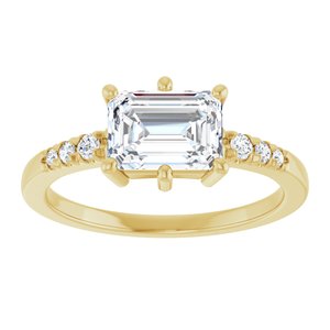 10K Yellow Gold 7.5x5.5 mm Emerald Ring Mounting – image 5