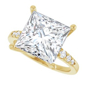 14K Yellow Gold 10x10 mm Square Ring Mounting – image 8