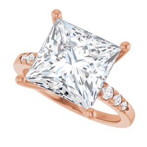 18K Rose Gold 10x10 mm Square Ring Mounting – image 8