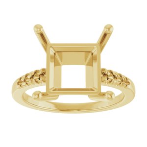 10K Yellow Gold 10x10 mm Square Ring Mounting – image 6