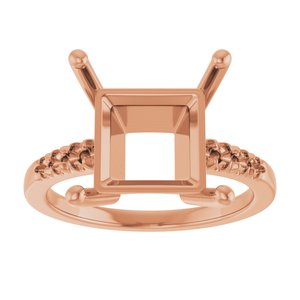 10K Rose Gold 10x10 mm Square Ring Mounting – image 6