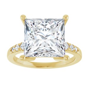18K Yellow Gold 10x10 mm Square Ring Mounting – image 5