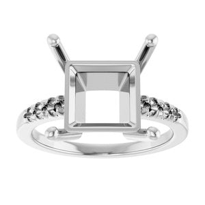 18K White Gold 10x10 mm Square Ring Mounting – image 6