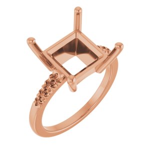 18K Rose Gold 10x10 mm Square Ring Mounting – image 2
